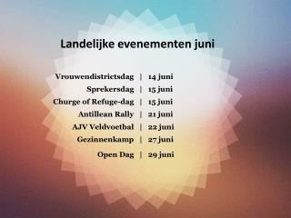 Landelijke evenementen juni