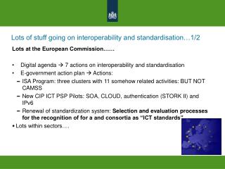 Lots of stuff going on interoperability and standardisation…1/2