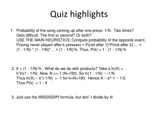 Quiz highlights