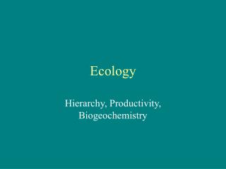 Ecology