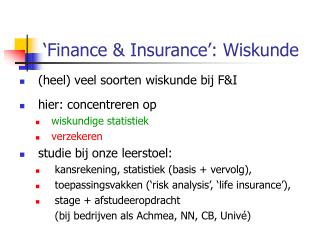 ‘Finance &amp; Insurance’: Wiskunde
