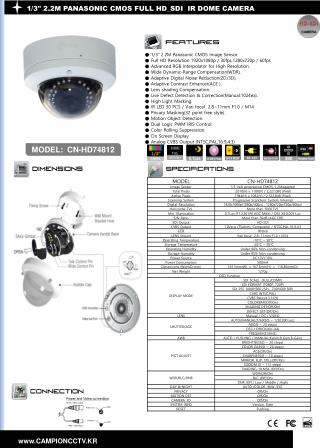 1/3&quot; 2.2M PANASONIC CMOS FULL HD_SDI IR DOME CAMERA