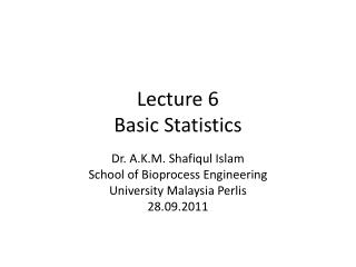 Lecture 6 Basic Statistics