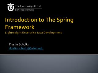 Introduction to The Spring Framework Lightweight Enterprise Java Development