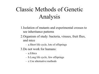 Classic Methods of Genetic Analysis