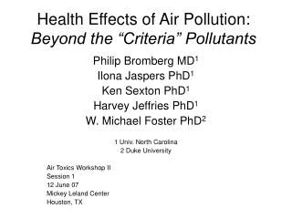Health Effects of Air Pollution: Beyond the “Criteria” Pollutants
