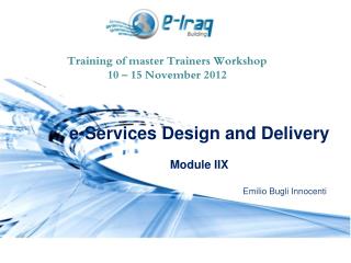 Training of master Trainers Workshop 10 – 15 November 2012