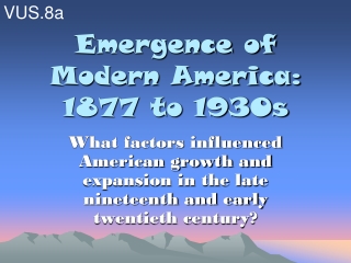 Emergence of Modern America: 1877 to 1930s