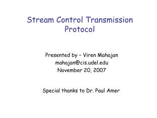 Stream Control Transmission Protocol