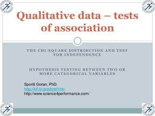 Qualitative data – tests of association