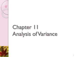 Chapter 11 Analysis of Variance