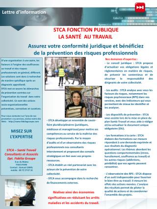 STCA FONCTION PUBLIQUE LA SANTÉ AU TRAVAIL