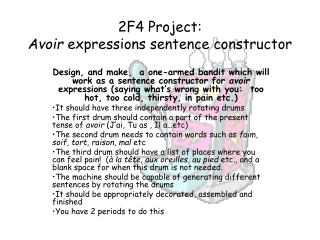 2F4 Project: Avoir expressions sentence constructor