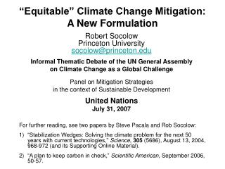 “Equitable” Climate Change Mitigation: A New Formulation