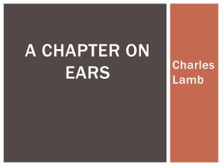 A Chapter on Ears