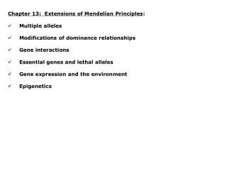 Chapter 13: Extensions of Mendelian Principles : Multiple alleles