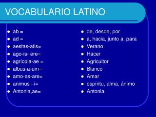 VOCABULARIO LATINO