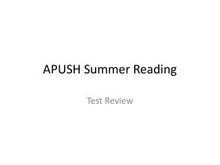 APUSH Summer Reading