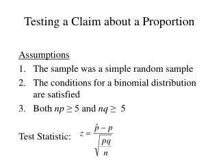 Testing a Claim about a Proportion