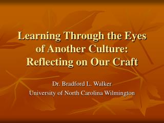 Learning Through the Eyes of Another Culture: Reflecting on Our Craft