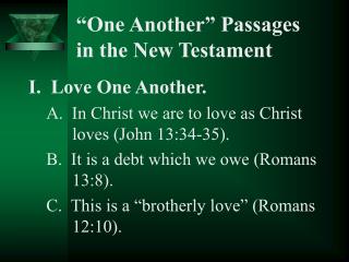 “One Another” Passages in the New Testament