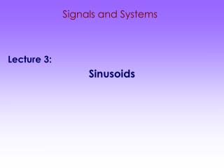 Signals and Systems