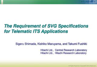 The Requirement of SVG Specifications for Telematic ITS Applications
