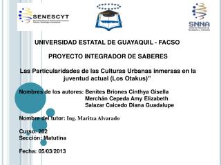 UNIVERSIDAD ESTATAL DE GUAYAQUIL - FACSO PROYECTO INTEGRADOR DE SABERES