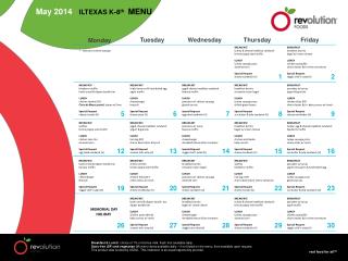 May 2014 ILTEXAS K-8 th MENU