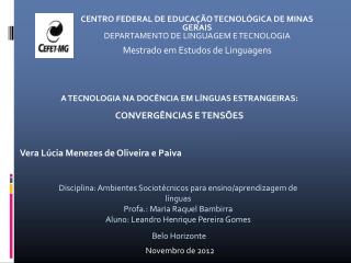 CENTRO FEDERAL DE EDUCAÇÃO TECNOLÓGICA DE MINAS GERAIS DEPARTAMENTO DE LINGUAGEM E TECNOLOGIA