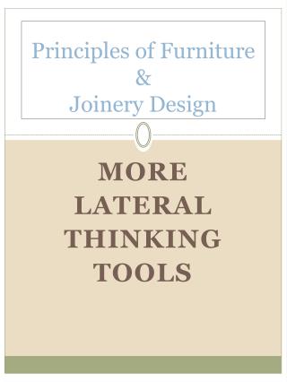 Principles of Furniture & Joinery Design