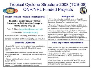 Project Title and Principal Investigator(s)