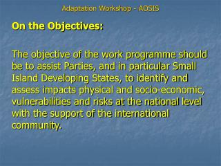 Adaptation Workshop - AOSIS