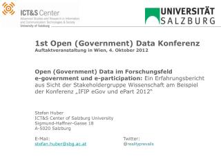 1st Open ( Government ) Data Konferenz Auftaktveranstaltung in Wien, 4. Oktober 2012