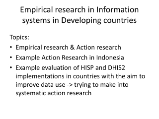 Empirical research in Information systems in Developing countries