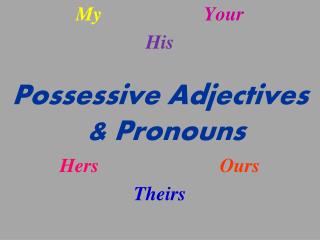 My Your His Possessive Adjectives & Pronouns Hers Ours Theirs