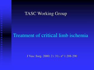 Treatment of critical limb ischemia