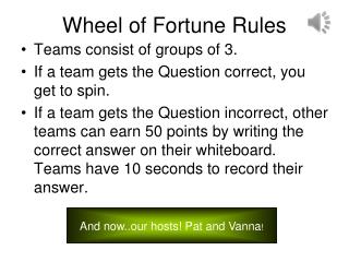 Wheel of Fortune Rules