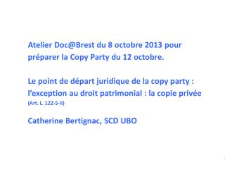 Atelier Doc@Brest du 8 octobre 2013 pour préparer la Copy Party du 12 octobre.