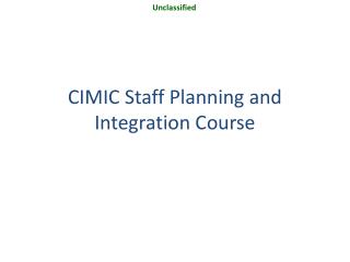 CIMIC Staff Planning and Integration Course