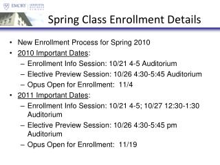 Spring Class Enrollment Details