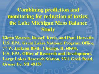 Combining prediction and monitoring for reduction of toxics: the Lake Michigan Mass Balance Study