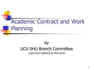 Academic Contract and Work Planning