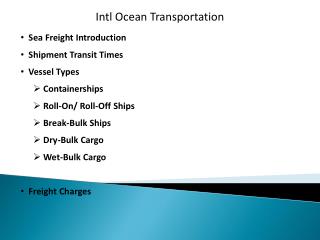 Intl Ocean Transportation