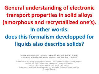 What do we understand under « electronic transport propertie »?