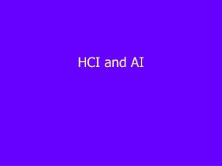 HCI and AI