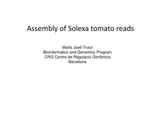 Assembly of Solexa tomato reads