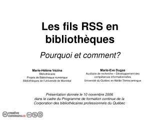 Les fils RSS en bibliothèques