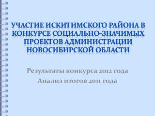 Результаты конкурса 2012 года Анализ итогов 2011 года