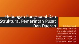 Hubungan Fungsional Dan Struktural Pemerintah Pusat Dan Daerah